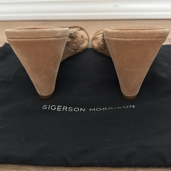 Sigerson Morrison Maddie Braided Suede Wedge Sandals 39.5 - Picture 3 of 7